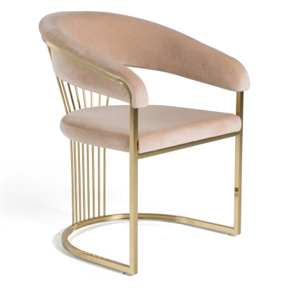 LA Furniture Linda Modern Beige Velvet and Gold Dining Chair VGZA-Y429-BEI-DC Contemporary Style by Vig Furnitrue Number 80340 Catch Home Goods