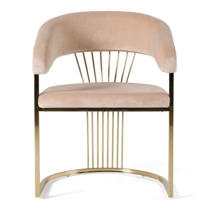 LA Furniture Linda Modern Beige Velvet and Gold Dining Chair VGZA-Y429-BEI-DC Contemporary Style by Vig Furnitrue Number 80340 Catch Home Goods