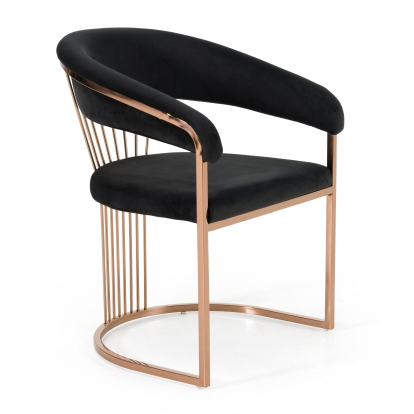 LA Furniture Linda Modern Black Velvet and Rosegold Dining Chair VGZA-Y429-RG-BLK-DC Contemporary Style by Vig Furnitrue Number 80341 Catch Home Goods