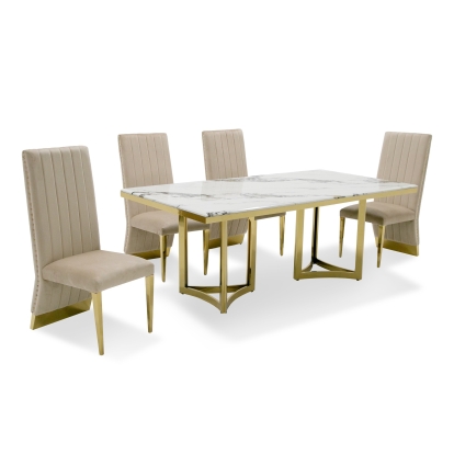 LA Furniture Loomis White Marble & Gold Dining Table VGZAT1301 Contemporary Style by Vig Furnitrue Number 80367 Catch Home Goods