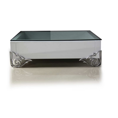 LA Furniture LS538 Emma Modern White Coffee Table with Glass Top VGDVEMMACOFFEE Contemporary Style by Vig Furnitrue Number 12156 Catch Home Goods