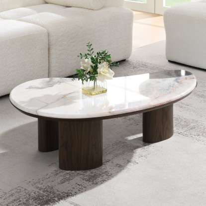 Acme Hanale Coffee Table with Natural Marble Model LV04575