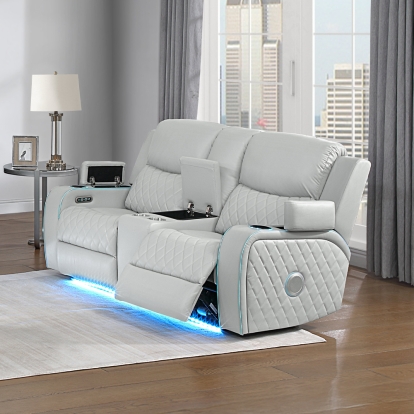 Acme Elonzo Power Motion Loveseat with Console, LED, Power Headrest & Speaker Model LV05901