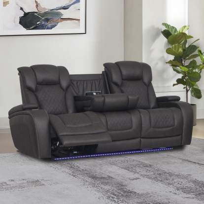 Acme Wendell Power Motion Sofa with Dropdown Table, Storage, USB & LED Model LV06220