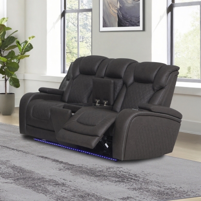Acme Wendell Power Motion Loveseat with Console, Wireless Charger, Storage, USB & LED Model LV06221