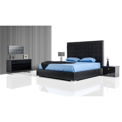 LA Furniture Eastern King Lyrica Black Leatherette Tall Headboard Bed VGJY4011-BLK-EK Contemporary Style by Vig Furnitrue Number 71870 Catch Home Goods