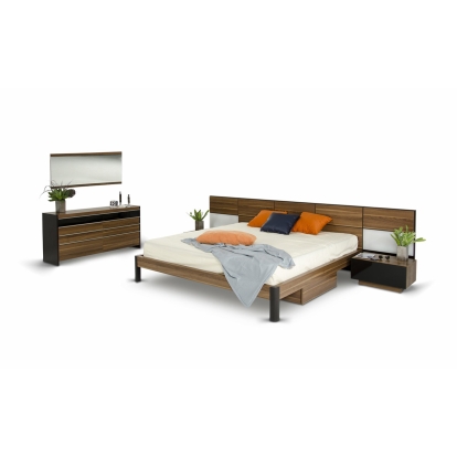 LA Furniture California King Rondo Mid-Century Platform Bed with Nightstands Storage And Lights VGWCRONDO-CK Contemporary Style by Vig Furnitrue Number 74529 Catch Home Goods