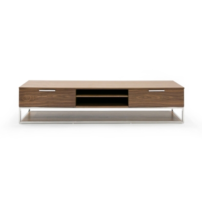LA Furniture Heloise Modern Walnut and Stainless Steel TV Stand VGBB-MK1502-TV Contemporary Style by Vig Furnitrue Number 79833 Catch Home Goods