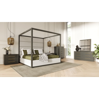 LA Furniture Manhattan- Contemporary Canopy Grey Bedroom Set-eastern VGMA-BR-127-SET-EK Contemporary Style by Vig Furnitrue Number 80260 Catch Home Goods