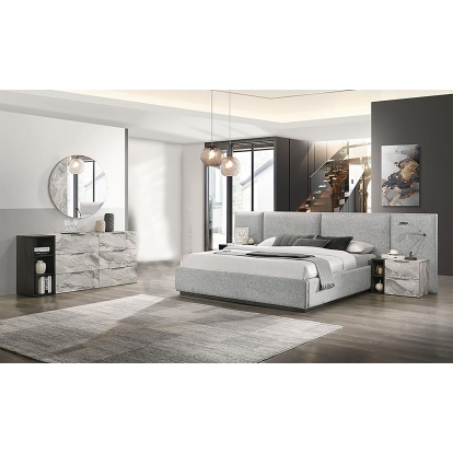 LA Furniture Maranello Eastern King Modern Grey Bed Set VGMABR-121-GRY-BED-SET-EK Contemporary Style by Vig Furnitrue Number 79002 Catch Home Goods