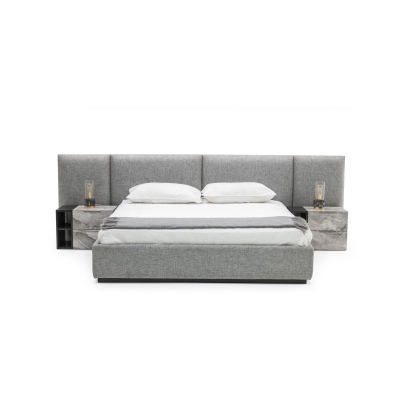LA Furniture Eastern King Maranello Modern Grey Fabric Bed with Two Nightstands VGMABR-121-GRY-BED-EK Contemporary Style by Vig Furnitrue Number 79024 Catch Home Goods