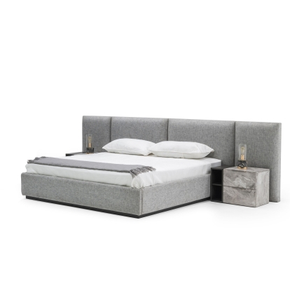 LA Furniture Queen Maranello Modern Grey Fabric Bed with Two Nightstands VGMABR-121-GRY-BED-Q Contemporary Style by Vig Furnitrue Number 79023 Catch Home Goods