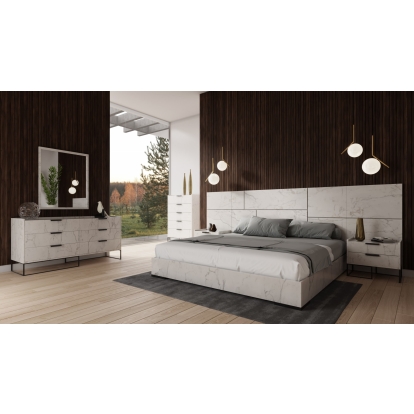 LA Furniture California King Marbella Italian Modern White Marble Bed with 2 Nightstands VGACMARBELLA-BED-CK Contemporary Style by Vig Furnitrue Number 79292 Catch Home Goods