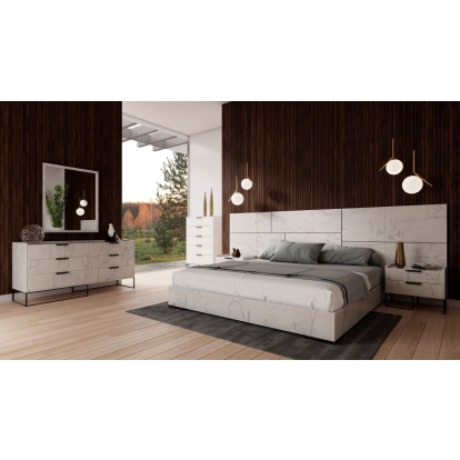 LA Furniture Califonia King Marbella Italian Modern White Marble Bed Set VGACMARBELLA-SET-WHT-CK Contemporary Style by Vig Furnitrue Number 78177 Catch Home Goods