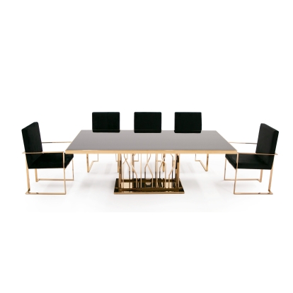LA Furniture Marston Modern Black Glass & Rosegold Dining Table VGVCT8919-G Contemporary Style by Vig Furnitrue Number 74902 Catch Home Goods