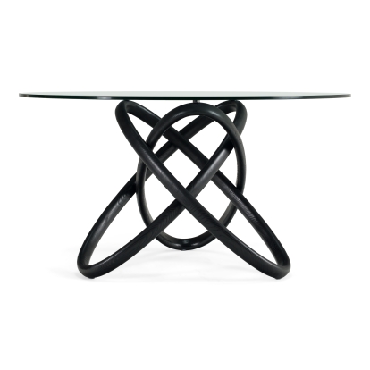 LA Furniture Mason Modern Round Glass & Black Ash Dining Table VGCSDT-16138-BLK Contemporary Style by Vig Furnitrue Number 81726 Catch Home Goods