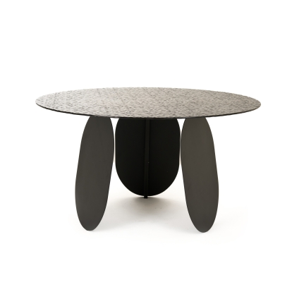 LA Furniture Maxine Modern Hammered Grey Glass Round Dining Table VGYF-DT9003 Contemporary Style by Vig Furnitrue Number 81889 Catch Home Goods