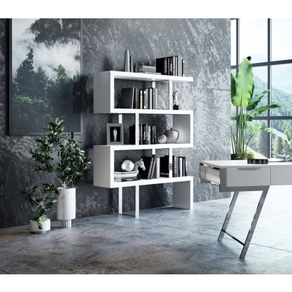 LA Furniture Maze Modern White High Gloss Bookcase VGBBMD105-WHT Contemporary Style by Vig Furnitrue Number 16693 Catch Home Goods