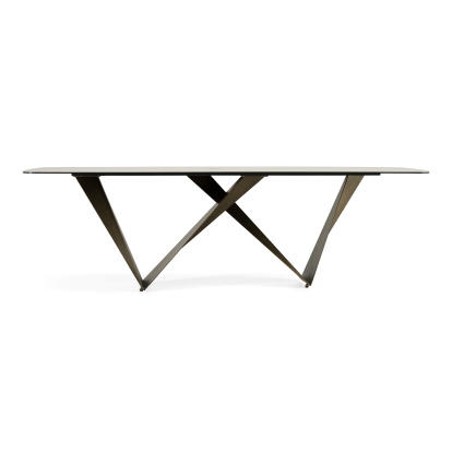 LA Furniture Melanie Modern White Ceramic & Brushed Brown Dining Table VGVCT1886-WHT-DT Contemporary Style by Vig Furnitrue Number 77267 Catch Home Goods