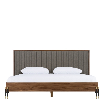 LA Furniture Metcalf Mid-Century Walnut & Grey Bed VGMABR-120-WAL-BED Contemporary Style by Vig Furnitrue Number 78690|78675|80278 Catch Home Goods