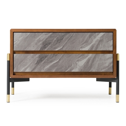 LA Furniture Metcalf Mid-Century Walnut & Grey Nightstand VGMAQT-S831-BR-120-WAL-NS Contemporary Style by Vig Furnitrue Number 78678 Catch Home Goods