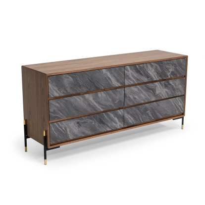 LA Furniture Metcalf Mid-Century Walnut & Grey Dresser VGMAQT-S831-BR-120-WAL-DRS Contemporary Style by Vig Furnitrue Number 78676 Catch Home Goods