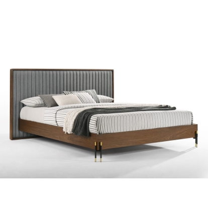 LA Furniture Metcalf Mid-Century Walnut & Grey CK Bed VGMABR-120-WAL-BED-california Contemporary Style by Vig Furnitrue Number 80278 Catch Home Goods