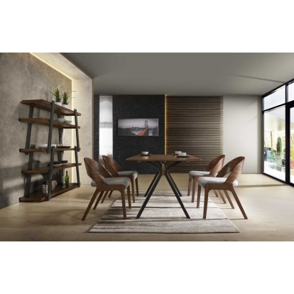 LA Furniture Runyon Modern Walnut & Grey Fabric Dining Chair (Set of 2) VGMAMI-836-GRY Contemporary Style by Vig Furnitrue Number 75428Z Catch Home Goods