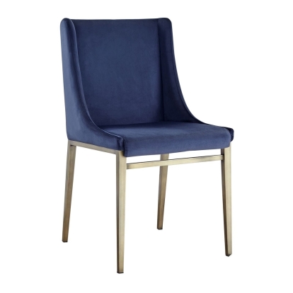LA Furniture Mimi Contemporary Blue Velvet & Antique Brass Dining Chair (Set of 2) VGGAGA-6544CH-BLU-DC Contemporary Style by Vig Furnitrue Number 77763Z Catch Home Goods