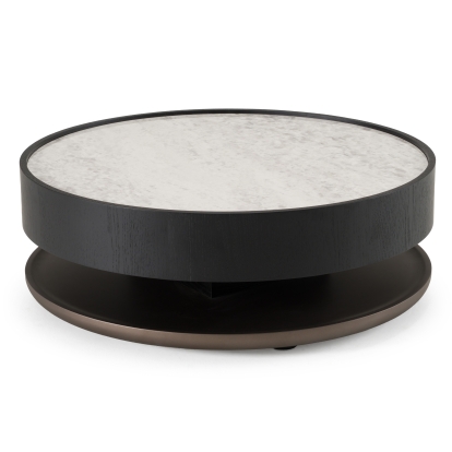 LA Furniture Miranda Modern Ceramic + Black Oak Round Coffee Table VGHBN459E Contemporary Style by Vig Furnitrue Number 81682 Catch Home Goods
