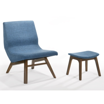 LA Furniture Whitney Modern Blue & Walnut Accent Chair & Ottoman VGMAMI558MI645-BLU Contemporary Style by Vig Furnitrue Number 77864 Catch Home Goods