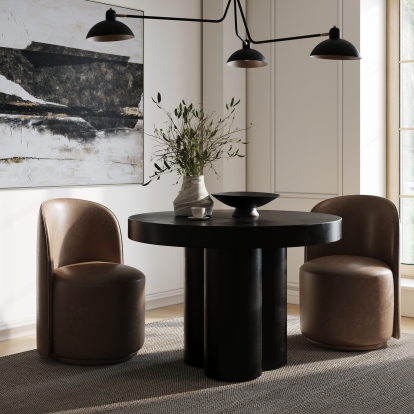 LA Furniture Bruni Modern Black Concrete Round Dining Table VGGR-623810-BLK Contemporary Style by Vig Furnitrue Number 81840 Catch Home Goods