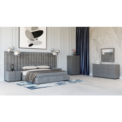 LA Furniture Buckley Grey & Black Stainless Steel Bedroom Set VGVC2003-SET Contemporary Style by Vig Furnitrue Number 78267|78268|78269 Catch Home Goods