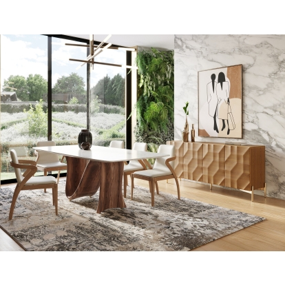 LA Furniture Killeen Modern Gold + Walnut Buffet VGCSSB-17181-BRN-BUF Contemporary Style by Vig Furnitrue Number 79228 Catch Home Goods