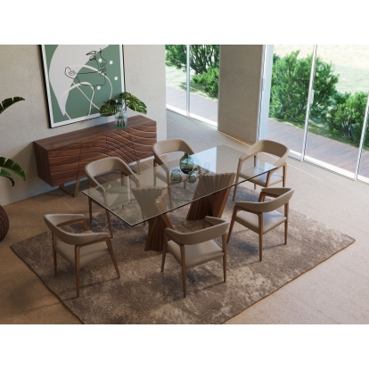 LA Furniture Corbin Mid-Century Walnut & Glass Dining Table VGCSDT-1571 Contemporary Style by Vig Furnitrue Number 70703 Catch Home Goods