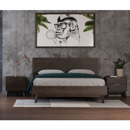 LA Furniture Daisy Mid-Century Dark Acacia Bed VGWDKYOTO-BED Contemporary Style by Vig Furnitrue Number 77661|77662 Catch Home Goods