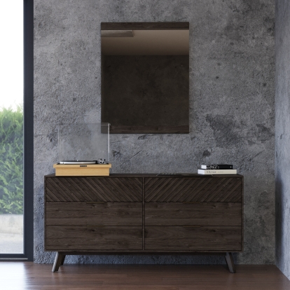 LA Furniture Daisy Mid-Century Dark Acacia Mirror VGWDKYOTO-MIR Contemporary Style by Vig Furnitrue Number 77665 Catch Home Goods