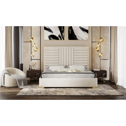LA Furniture Queen Daystar Modern Beige Velvet and Gold Bed VGVCBD1905-19-BGE-BED-Q Contemporary Style by Vig Furnitrue Number 80251 Catch Home Goods