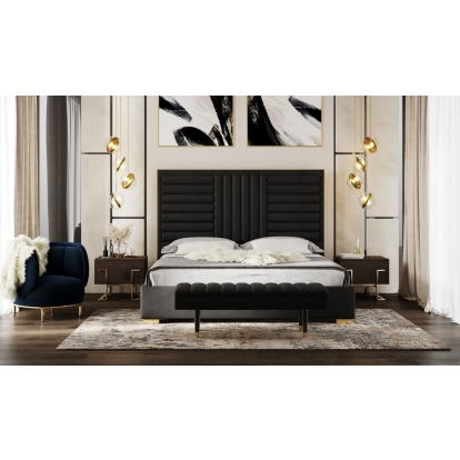 LA Furniture Eastern King Daystar Modern Black Velvet andGold Bed VGVCBD1905-19-BLK-BED-EK Contemporary Style by Vig Furnitrue Number 79495 Catch Home Goods