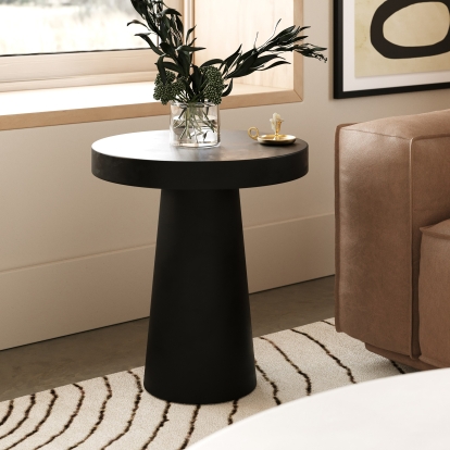 LA Furniture Desoto Modern Black Concrete Round End Table VGGR-DESTOTO-BLK Contemporary Style by Vig Furnitrue Number 81838 Catch Home Goods
