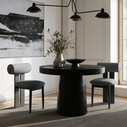 LA Furniture Desoto Modern Black Concrete Round Dining Table VGGR-630510-BLK Contemporary Style by Vig Furnitrue Number 81834 Catch Home Goods