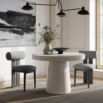 LA Furniture Desoto Modern White Concrete Round Dining Table VGGR-630510-WHT Contemporary Style by Vig Furnitrue Number 81835 Catch Home Goods