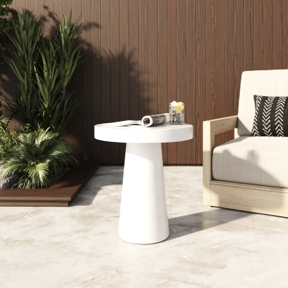LA Furniture Desoto Modern White Concrete Round End Table VGGR-DESTOTO-WHT Contemporary Style by Vig Furnitrue Number 81839 Catch Home Goods