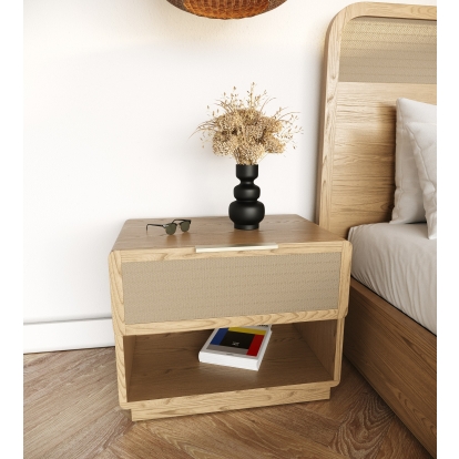 LA Furniture Gavin Modern Natural Ash + Rattan Nightstand VGVC-N2411-NAT Contemporary Style by Vig Furnitrue Number 82686 Catch Home Goods