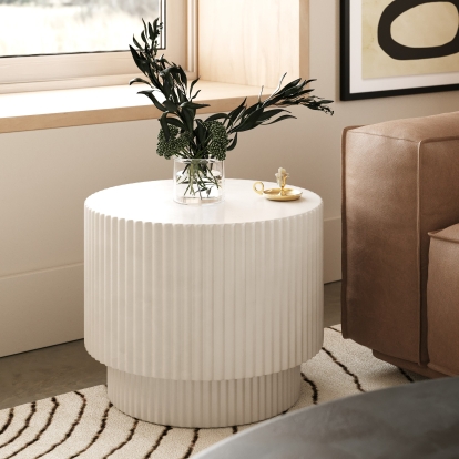 LA Furniture Gruver Modern White Concrete End Table VGGR-674650-WHT Contemporary Style by Vig Furnitrue Number 81854 Catch Home Goods