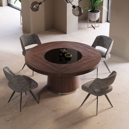 LA Furniture Houston Round Modern Dining Table VGHB850T-WAL Contemporary Style by Vig Furnitrue Number 76513 Catch Home Goods
