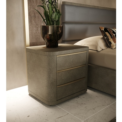 LA Furniture Lois Modern Beige Shagreen + Brass Nightstand VGVC-N2408 Contemporary Style by Vig Furnitrue Number 82458 Catch Home Goods