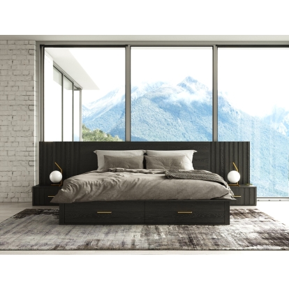 LA Furniture Manchester- Contemporary Platform Dark Grey Q Bed with Two Nightstands VGWD-HLF2-BED-WNS-Q Contemporary Style by Vig Furnitrue Number 80222 Catch Home Goods