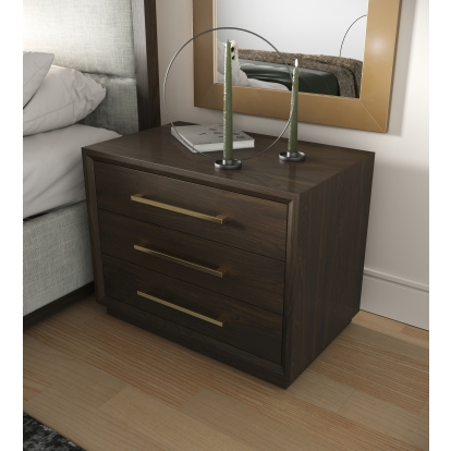 LA Furniture Manhattan Contemporary Brown Oak and Gold Nightstand VGMA-BR-127-NS-CRY Contemporary Style by Vig Furnitrue Number 82801|82801A Catch Home Goods