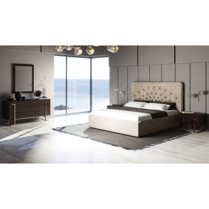 LA Furniture Moontide Glam Beige Velvet and Brushed Brass Q Bedroom Set VGVCBD1922-19-BED-SET-Q Contemporary Style by Vig Furnitrue Number 80267 Catch Home Goods